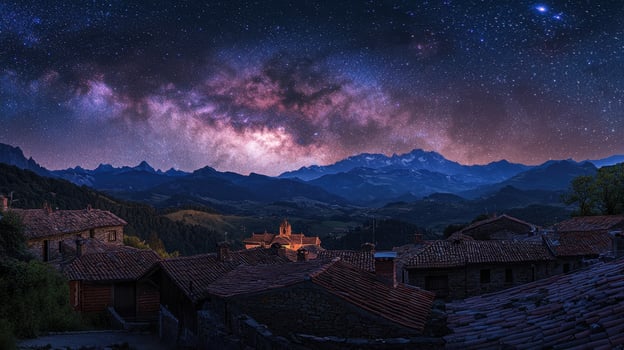The milky way over the village of castelnuovo di borgo photo