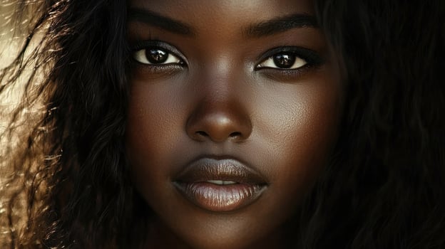 A beautiful black woman with long hair photo