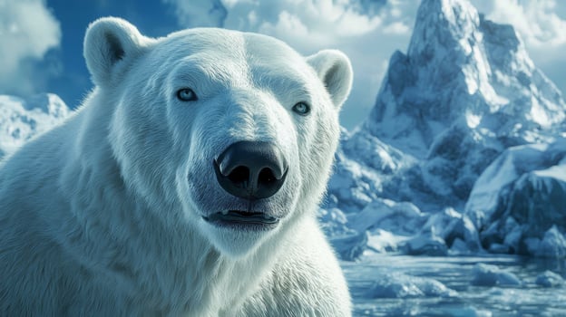 Majestic Polar Bear Close Up Arctic Landscape Cinematic Wildlife Photography photo