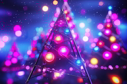 Christmas tree with lights on it in the dark photo