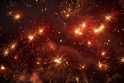 Fireworks on a dark night sky photo