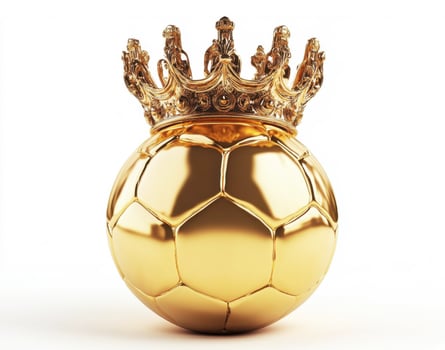 Golden soccer ball crowned with ornate design representing victory and achievement in sports photo