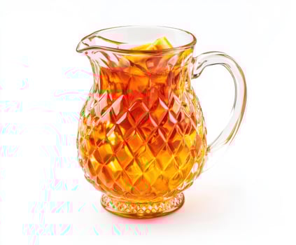 Clear glass pitcher filled with refreshing iced tea ready for a summer picnic or gathering photo