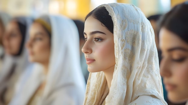 A group of women in white headscarves photo