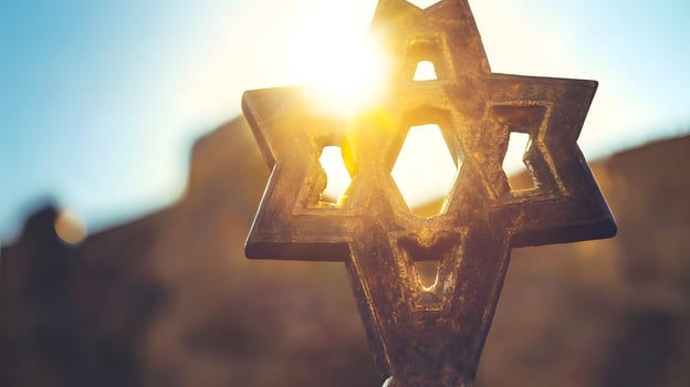 A star of david is shown in the sun photo