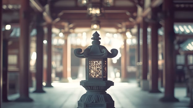A lamp sitting on a table in a room photo