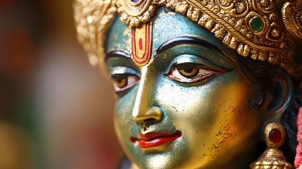 A close up of a statue of hindu goddess photo