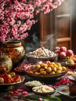 A table with many different types of food photo