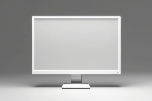Empty white computer screen on white background. photo