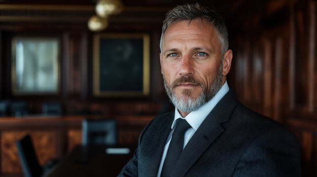 Confident businessman in a modern office. photo