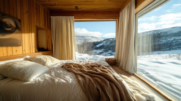 Airy Bedroom with Snowy Vista photo