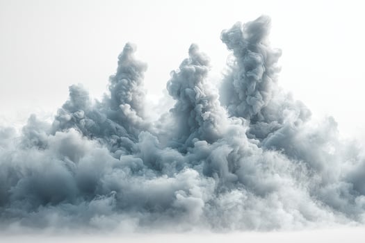 Dense billowing smoke cloud plumes in misty ambient atmosphere photo