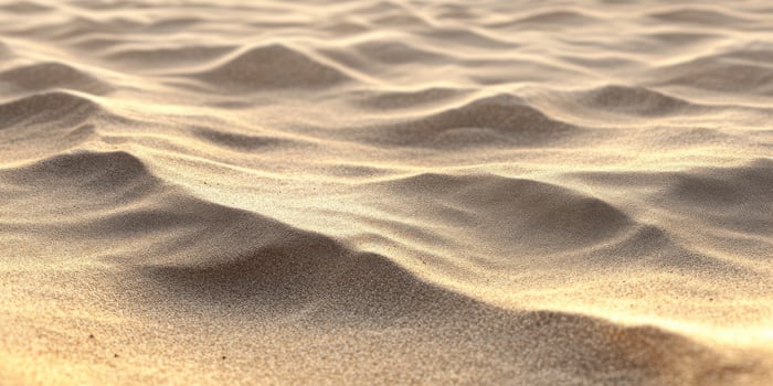 Golden sand dunes with smooth textures in desert environment captured in soft light photo