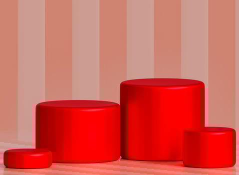3d Red Podiumon Red Striped Background photo
