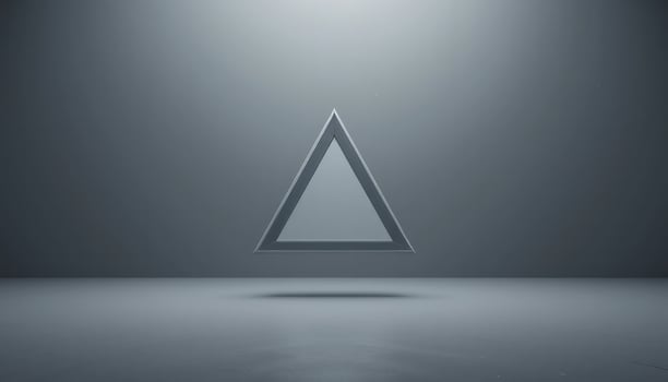 Abstract Minimalist Gray Triangle in a Dark Room. A Study in Shape and Shadow photo