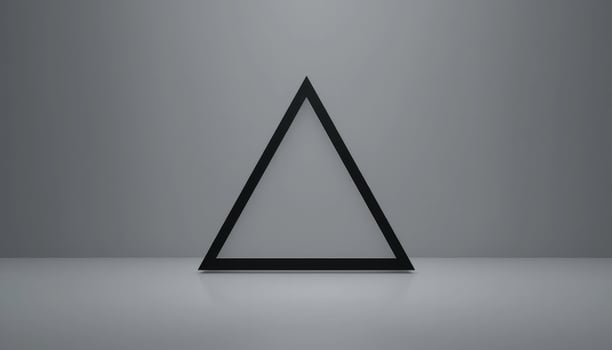 Minimalist Black Triangle Frame on Grey Background Modern Art Design Abstract Geometry Shape photo