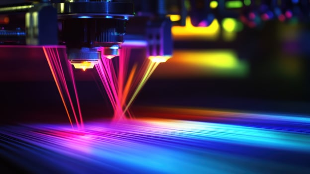 A closeup of a highspeed 3D printer in action layering new designs rapidly highlighting the capability of microfactories to innovate and produce customized products on demand photo