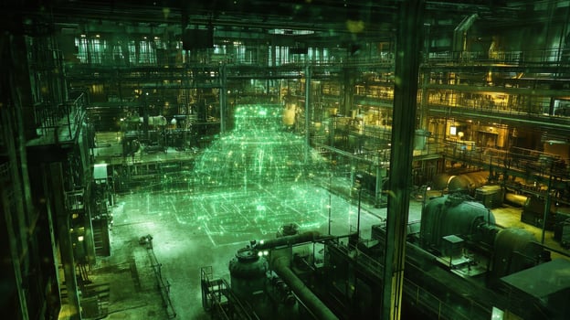 Equipment and machinery in a factory with highlighted areas showcasing local sourcing of raw materials indicating a shift towards regional production photo