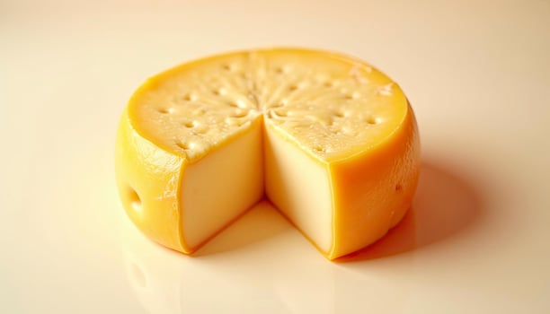 A wedge of yellow cheese sits photo