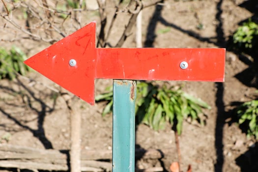 A vibrant Red Arrow Sign stands out in the stunning beauty of natures landscape photo