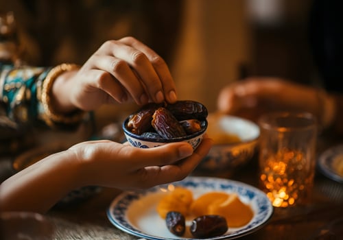 Ramadan Mubarak celebration post with Taste of Ramadan Enjoying the Sweetness of Dates Iftar time photo