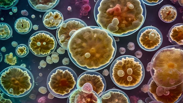 Microscopic Fungi Colonies on Agar Petri Dish photo