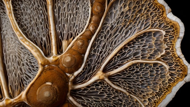 Stained Coprinus Mushroom Cross Section Detail photo
