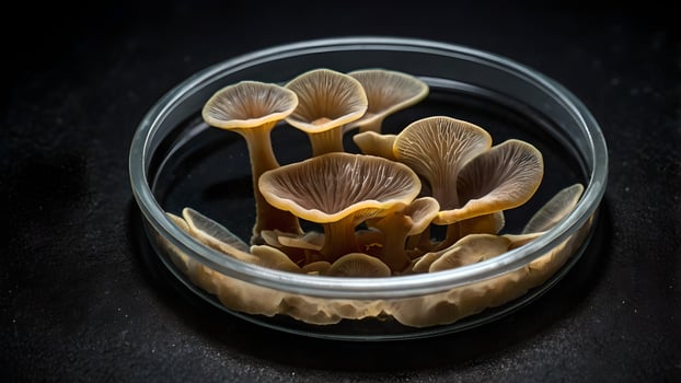 Macro Photography of Fungi Specimens in Petri Dish photo