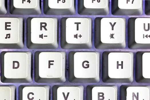 Close up photo keyboard key with white ambience light