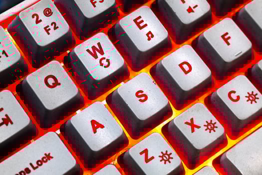 RGB Keyboard in close up. WASD Keys. photo
