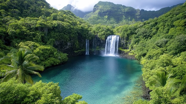 Waterfall in the tropical forest photo