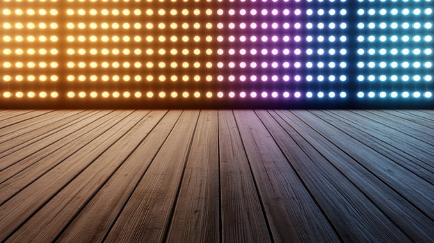 A room with many colored lights on the wall photo