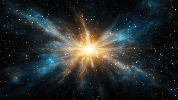 cosmic explosion of light and energy radiates through universe photo