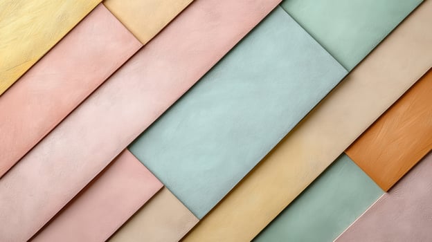 Layered geometric shapes in soft pastel colors create vibrant visual appeal photo