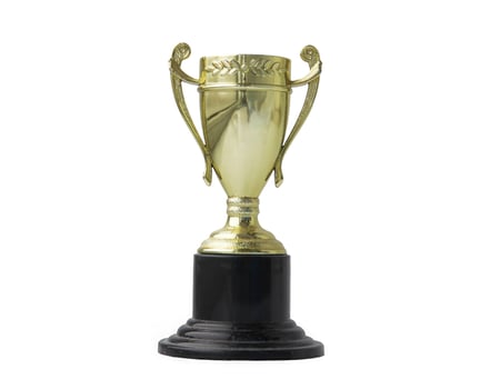 gold trophy cup goblet isolated on white background photo