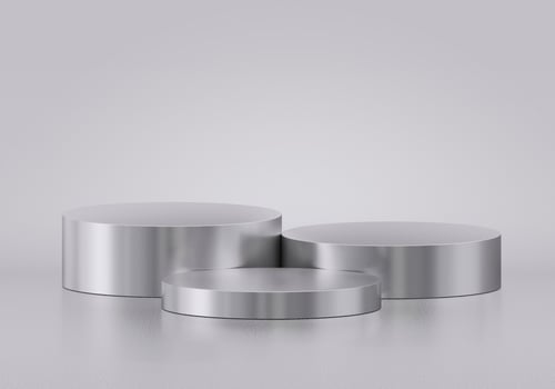 Metal podium isolated on gray background. Product display4 photo
