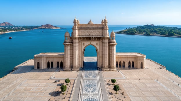 Majestic view of Gateway of India, historical architectural marvel photo