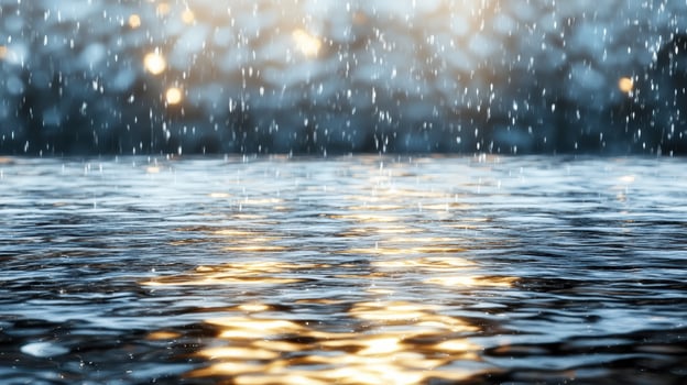 Rainy day background with water and light reflection photo