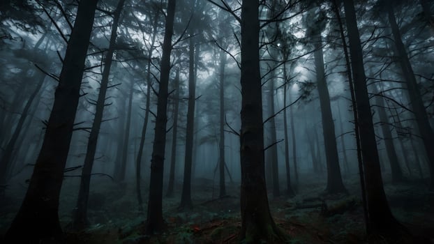 Spooky Foggy Forest Dark Trees Landscape photo