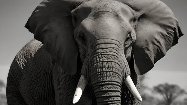 Majestic African Elephant in Black and White photo