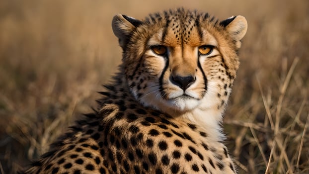 Majestic Cheetah Portrait in Golden Savanna Grassland photo