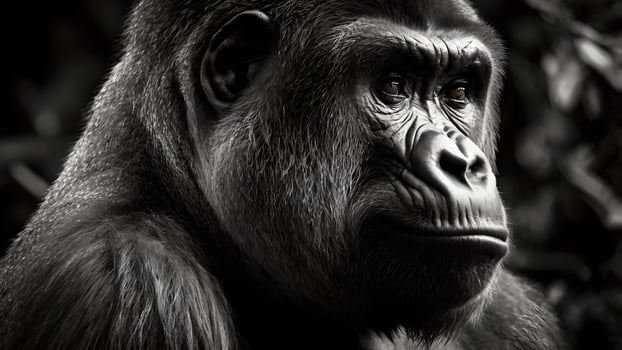 Pensive Gorilla Portrait Monochrome photo