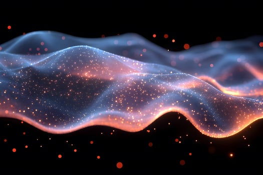 Abstract Digital Waves with Glowing Particles and Dark Background for Futuristic Design photo