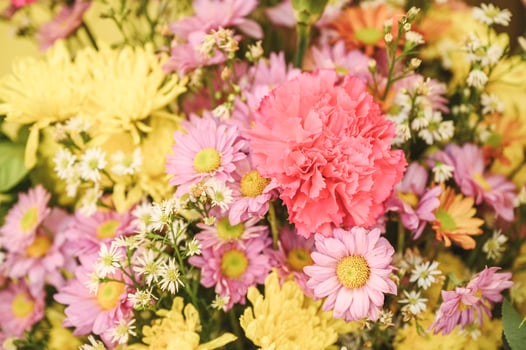 Retro colorful bouquet blooming flowers background photo