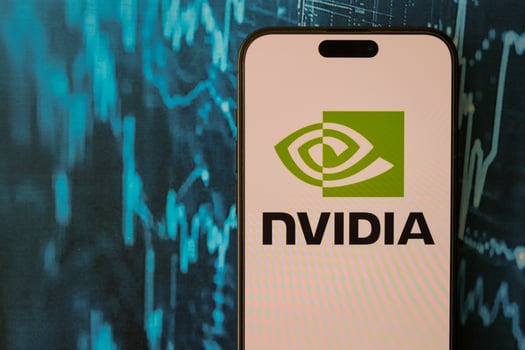 KYIV, UKRAINE - JANUARY 29, 2025 Nvidia corporation logo showed on iPhone 15 smartphone display screen. Nvidia is a global leader in artificial intelligence hardware photo