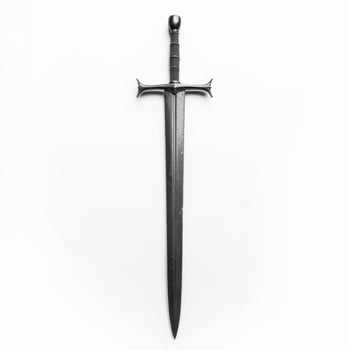 Medieval sword resting on white background, exhibiting power and history photo