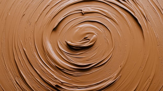 Swirled texture of creamy brown paste elegantly spread in a circular pattern on a smooth surface photo