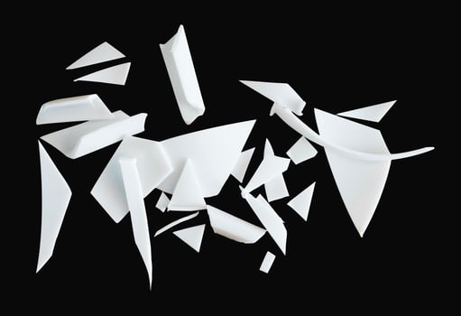 abstract plastic waste fragments isolated photo