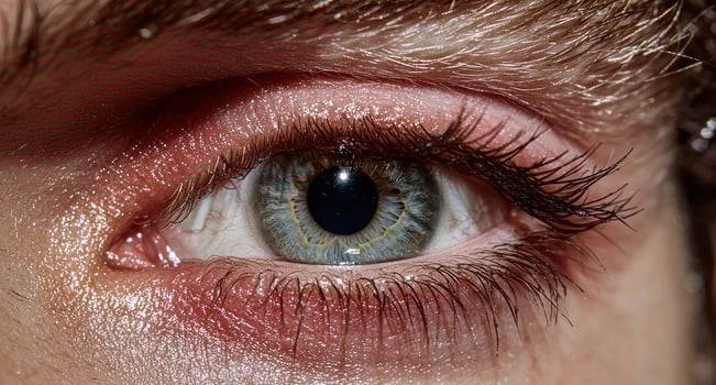 Close up of a human eye with detailed iris and eyelashes photo