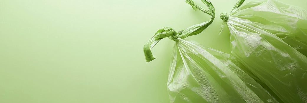 Two green bags are tied together photo